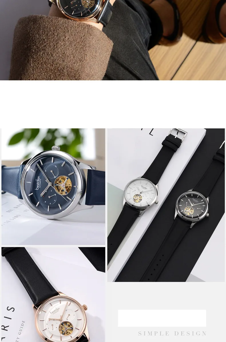 Bestdon Tourbillon Топ бренд для мужчин s механические часы Автоматические спортивные часы кожа повседневные часы для мужчин календарь Relogio Masculino