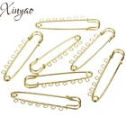 XINYAO 10 шт.лот, 80 мм, длина, золотистогосеребристого цвета, железная безопасная Брошь-булавка с 7 большими петлями, фурнитура для самостоятельного изготовления ювелирных украшений