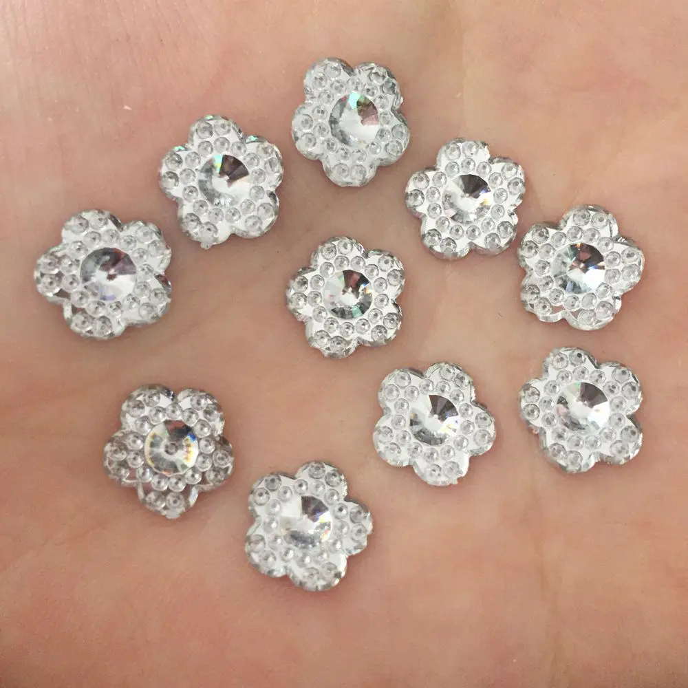 Новый DIY 80 шт прозрачный 10 мм выпуклый цветок из смолы Rhinestone Flatback скрапбук ремесло