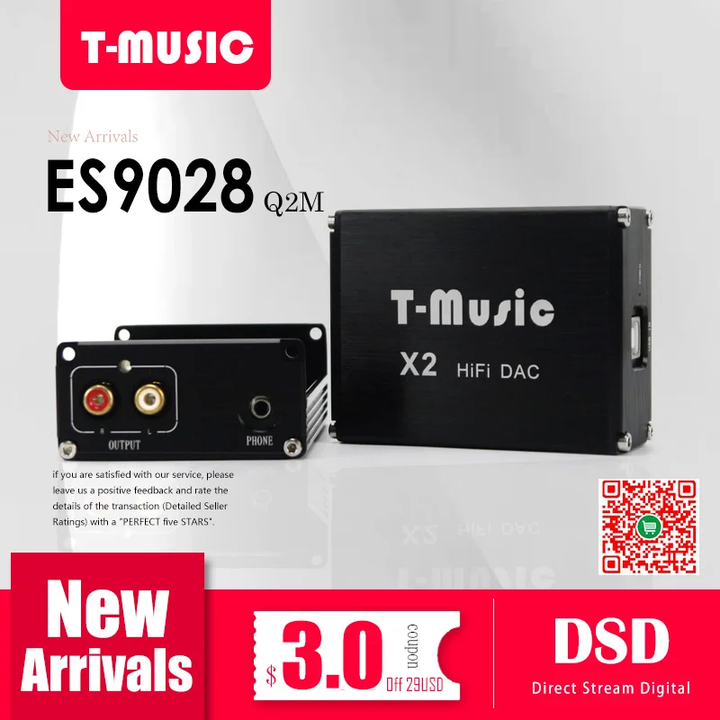 2019 версия T Music X2 Hifi DAC ES9028 Q2M настольный мини USB с выходом для наушников|Усилители