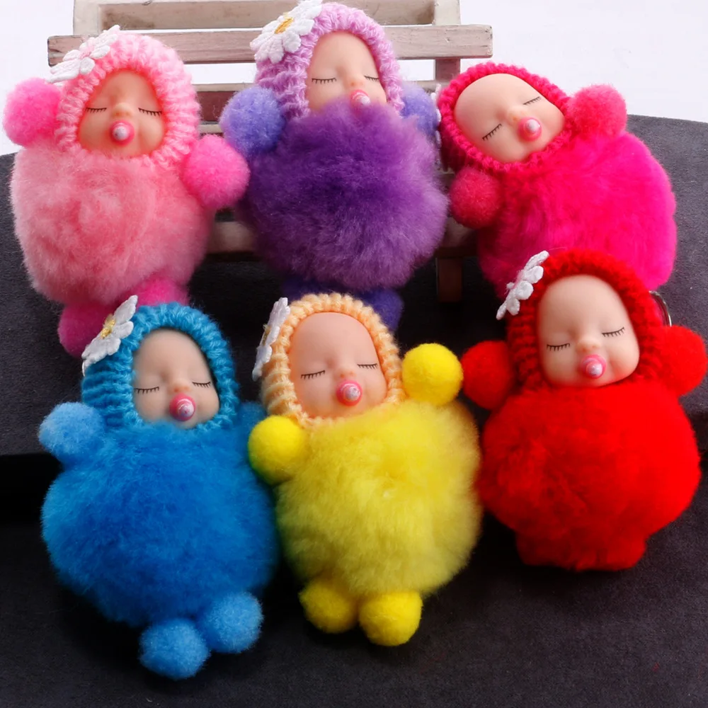 Мини Kawaii плюшевая Спящая Детская кукла меховый шар мягкие игрушки для ключей