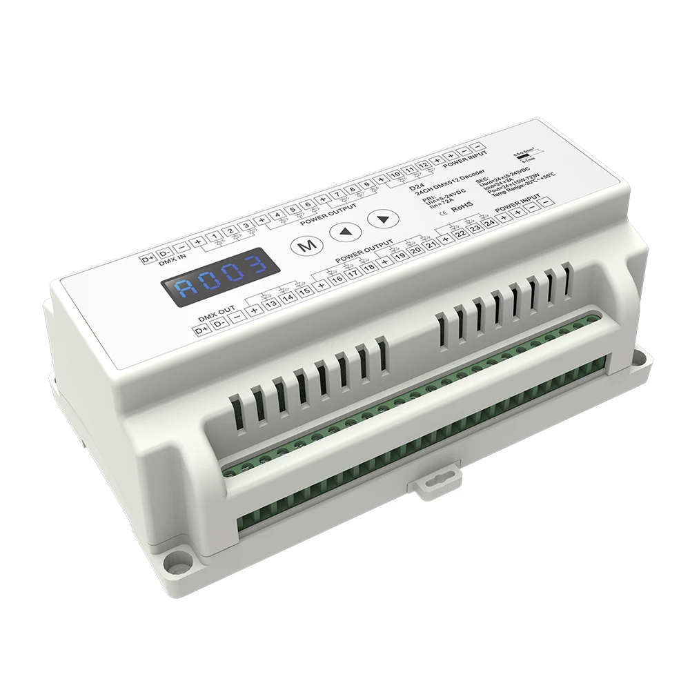 Акция! 24-канальный декодер CVDMX512 Стандартный вход 3A * 24CH выход с дисплеем для