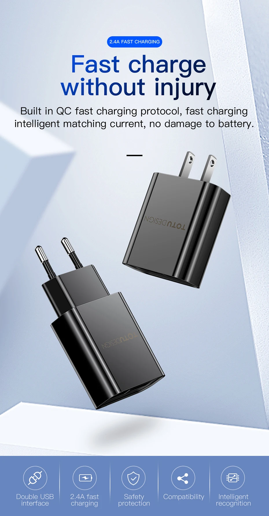 2.4A зарядное устройство для телефона 2 порта USB для iPhone X Xs Max двойной настенный адаптер для быстрой зарядки EU US для Xiaomi samsung huawei