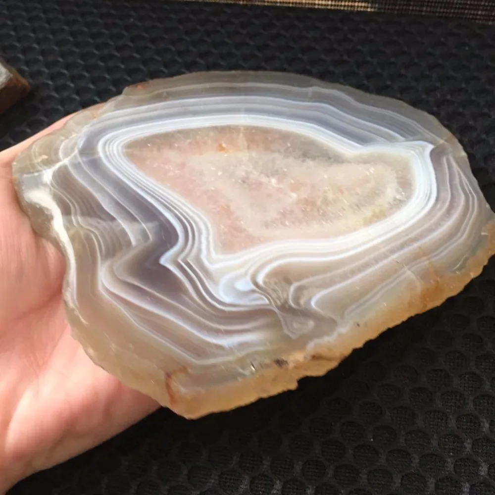 1 шт натуральный мадагаскарский Агат кусочек минеральный камень Geode Druzy ломтик настольная лампа украшение камня случайный 300-350 г