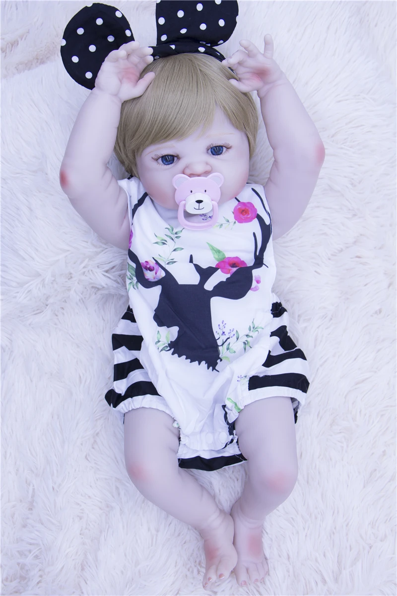 57 см bebe boneca reborn silicone baby dolls com corpo de menina Детские куклы лучший подарок 100%