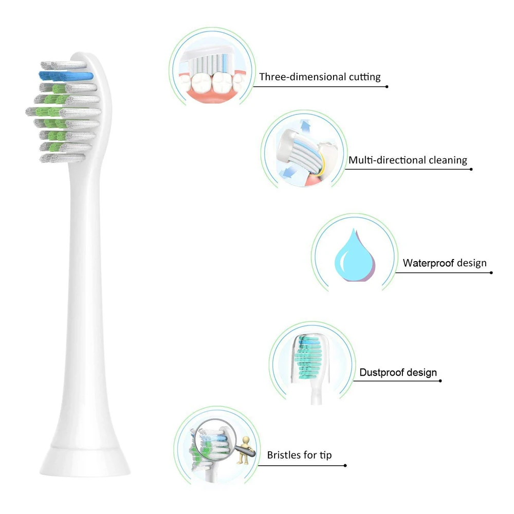 8 шт Soniangia головки для зубных щеток Замена для Philips Sonicare DiamondClean Электрический Sonic Care HX6211/30 зубная щетка ручки