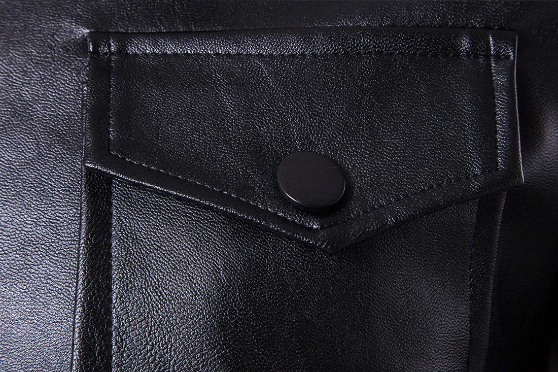 Moto Biker Autumn Men Faux Leather Jacket Turn-down Collar Slim Winter Solid Pockets Motorcycle PU Coat | Мужская одежда