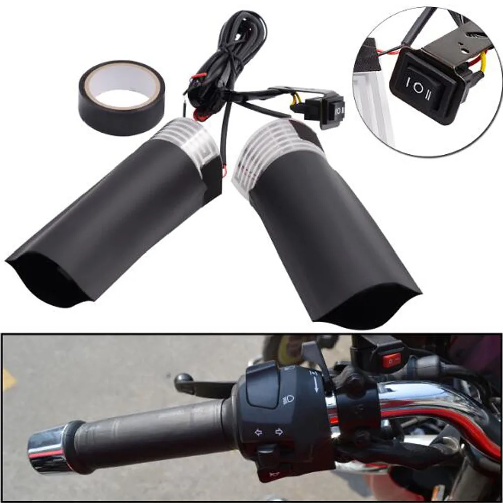 

Motorcycle Heated Grips 12V Heating Handle Kit Refit Hand Set Electric Heating Insert Handlebar Pad Universal With switch