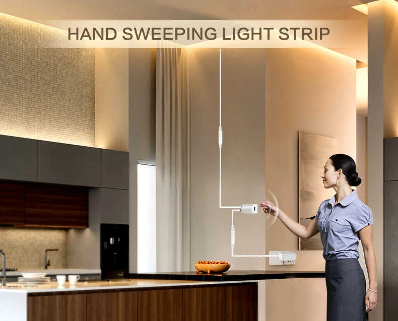 Hand Sweep Smart Switch LED Cabinet lights Hand Motion Sensor LED Strip 1M 2M 3M 4M 5M Kitchen Bedroom Decoration Night lamp