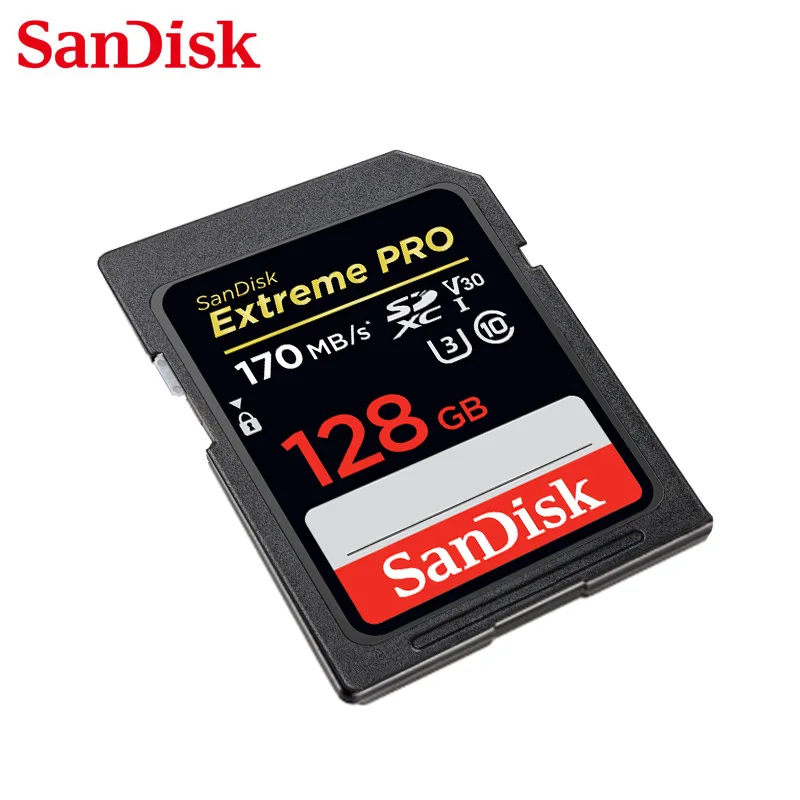 100% Original Sandisk Memory Card Extreme Pro V30 High Speed 170MB/s 128GB Class 10 U3 USH-I SD Card For Camera
