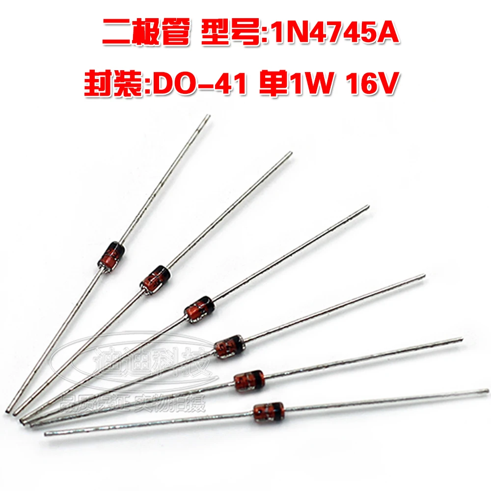 

Zener Diode 1N4745A DO-41 Single 1W 16V Straight Glass Tube 1N4745 Regulator