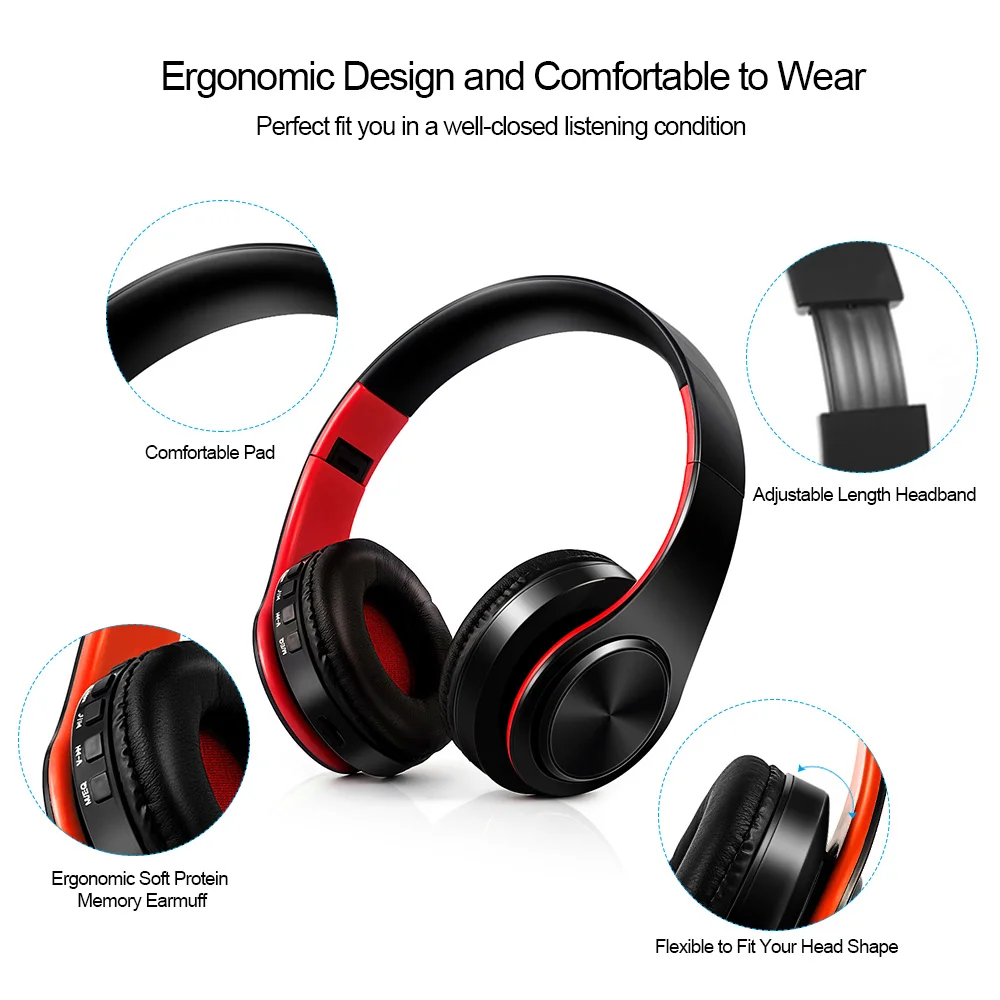 Модные складные беспроводные наушники Bluetooth 4 0 стереогарнитура 3 5 мм проводные