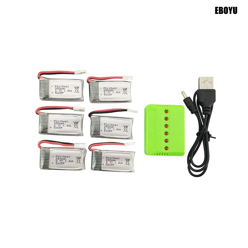 EBOYU 6 шт. * Syma X51 TKKJ M71 3 7 В 380 мАч Lipo аккумулятор + балансирующее зарядное устройство