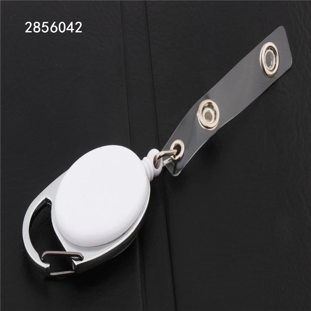 Выдвижная катушка для бейджа из цинкового сплава ABS пластик ID Lanyard имя бирка держатель для карты Бейдж катушки брелок зажимы - Цвет: Белый