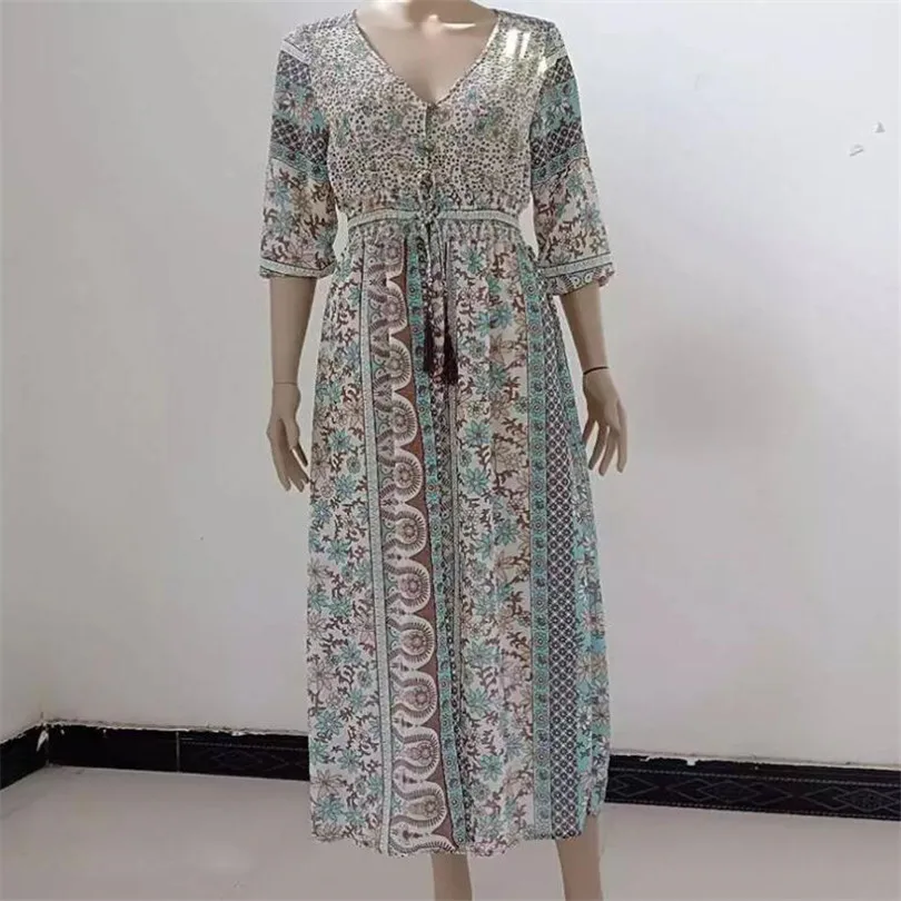 

NDUCJSI Summer Women Elegant Holiday Boho Maxi Dress Long Casual Party Beach Dress Women Clothing