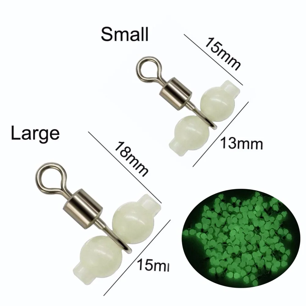 20Pcs Luminous Cross Line Rolling Fishing Swivel 3 Way Connector Hook |