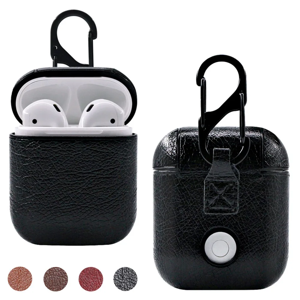 Роскошный кожаный беспроводной чехол для наушников AirPods защитный аксессуары Apple