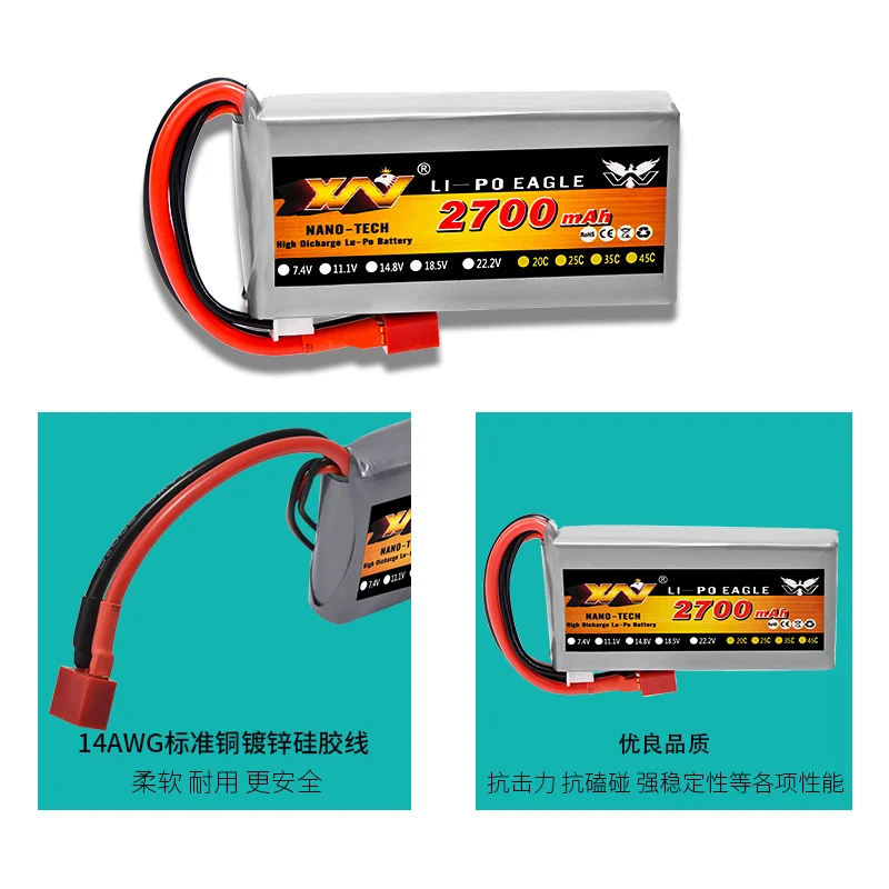 2 шт. XW 2S 7 4 V 2700mah Li po батарея 20C Max 30C для Wltoys 12428 12423 1:12 RC автозапчасти
