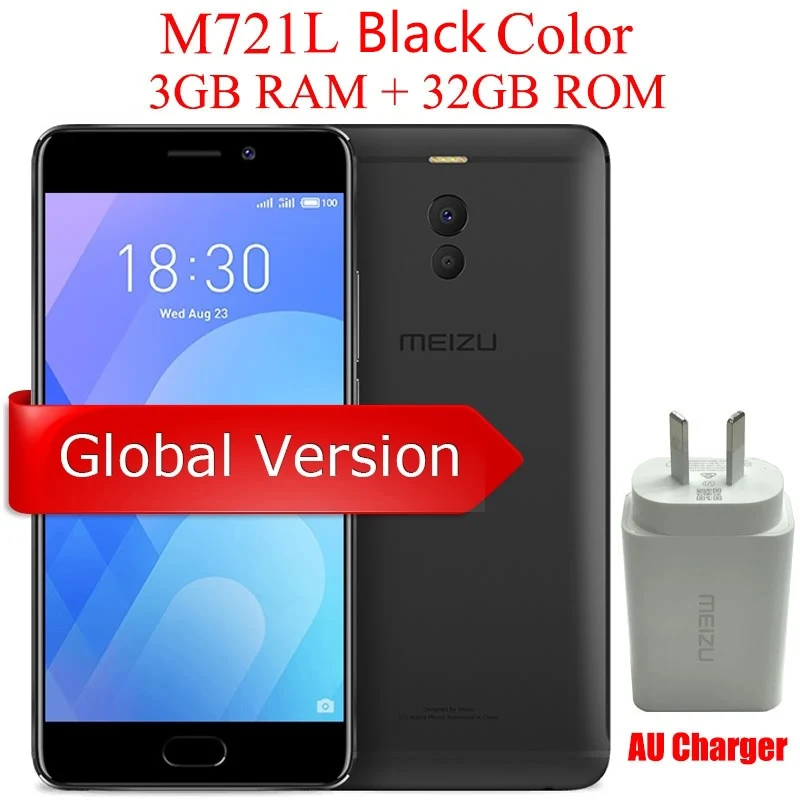 Официальный Meizu M6 Note, 4G LTE, 3 ГБ, 16 ГБ, 32 ГБ, мобильный телефон, Android Snapdragon 625, четыре ядра, 5,5 дюймов, двойная PD камера, 4000 мАч, отпечаток пальца - Цвет: AU Black 3G 32G