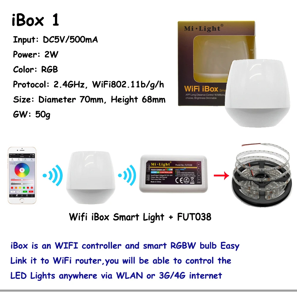 Светодиодный пульт дистанционного управления Mi Light RGBW RF 2 4G/Wifi| |