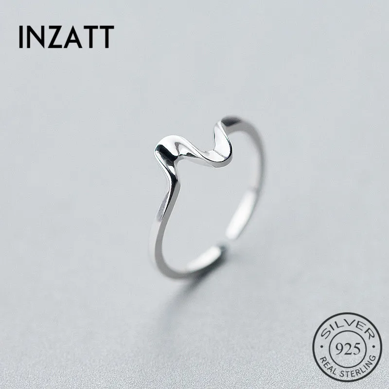 Кольцо INZATT из настоящего серебра 925 пробы регулируемое в минималистическом