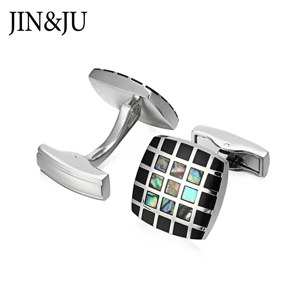 JIN& JU Имитация черного цвета, яркие мужские ювелирные изделия, Классические свадебные бизнес запонки, квадратные дизайнерские запонки, роскошные запонки для рубашки
