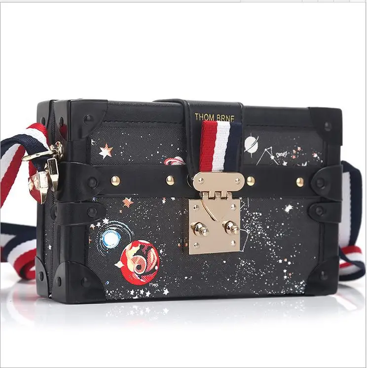 2017 Искусственная кожа коробка сумка с замком сумки Классический Вечеринка бренд