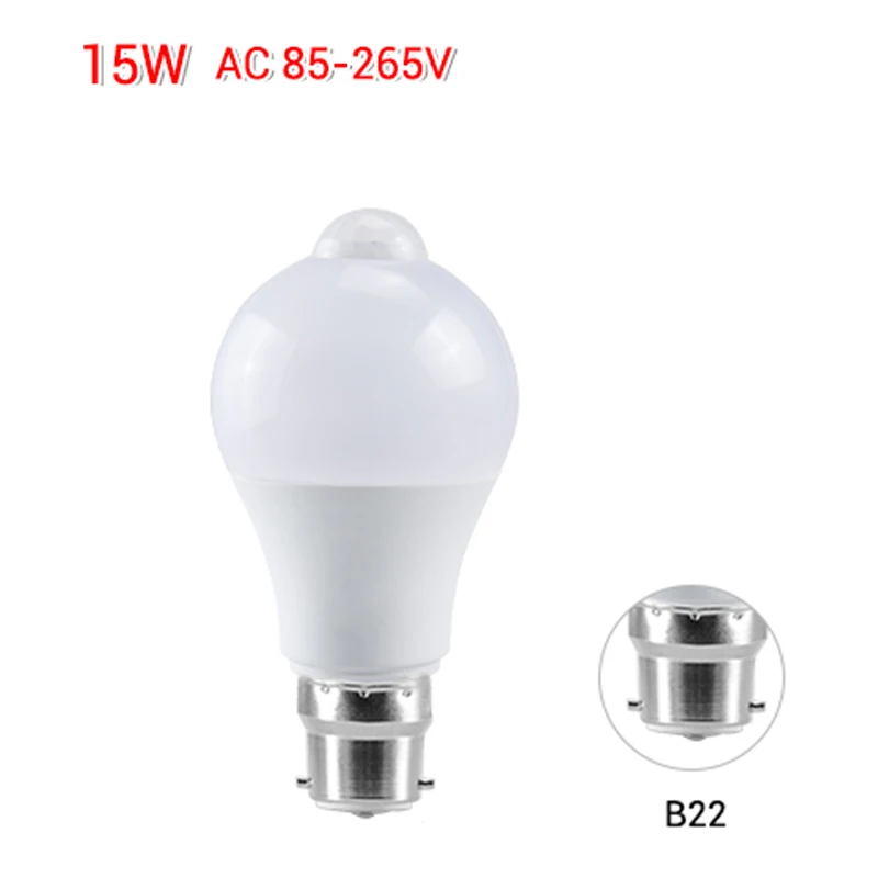 B22 Socket 15W EeeToo умный Ночной светильник с датчиком движения, светодиодный ночник, 85-265 в, E27, 12 Вт, 15 Вт, 18 Вт, 20 Вт, с сумерками до рассвета, умный светильник s для прихожей - Испускаемый цвет: B22 Socket 15W