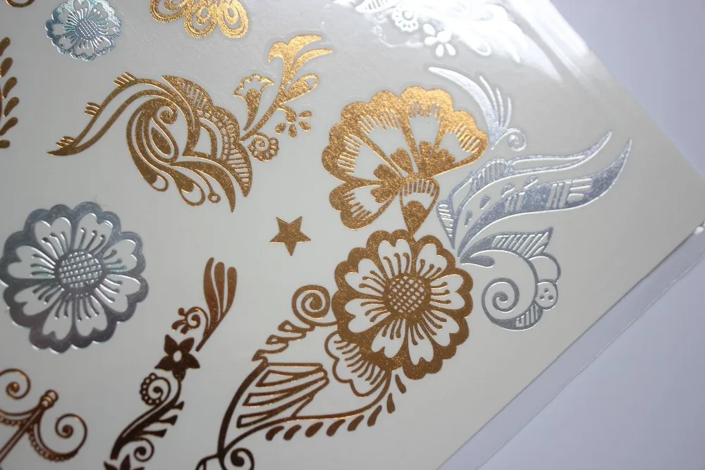 Новый Индийский Арабский дизайн золотой серебряный flash племенных хна тату