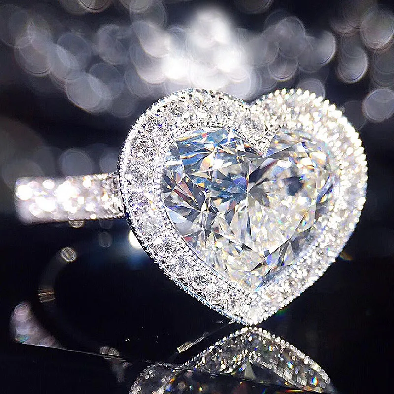 18 к белое золото DF цвет 1ct DF цвет Лаборатория Grown Diamond Сердце Cut Муассанит Halo Кольцо обручальное кольцо для женщин