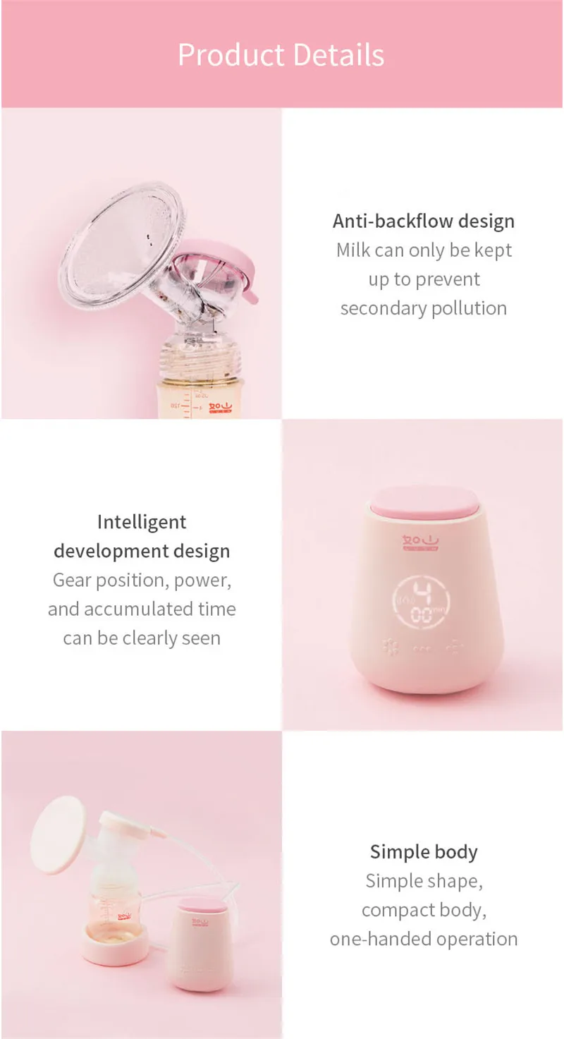 Электрический молокоотсос Xiaomi Rushan, умный, с зарядкой через usb, молочные бутылки соски