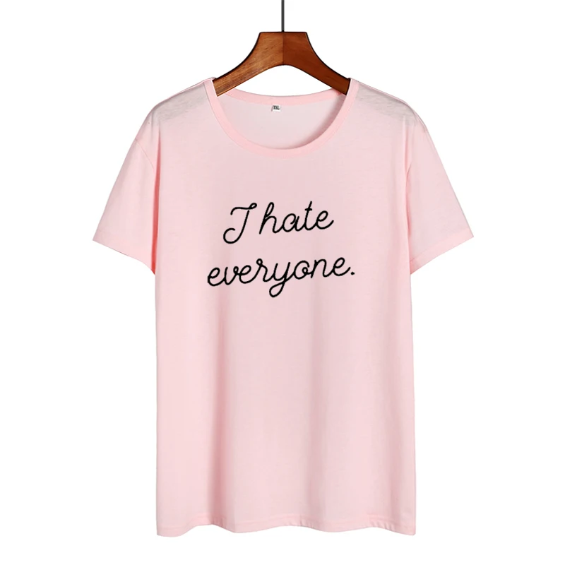 Женская футболка в стиле хип хоп панк рок Harajuku с надписью I Hate Everyone|Футболки| |