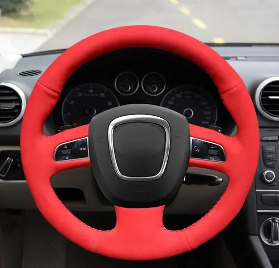 Черный замшевый чехол на руль для Audi A3 (8 P) A4 (B8) A5 A8 L Q7 RS 4 S4 S5 S6 S8 2007 Seat Exeo 2009-2012 ST |