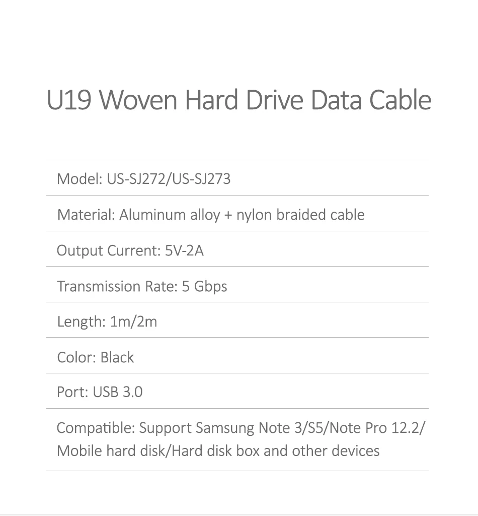USAMS Micro USB 3,0 кабель 2A 1 м 2 м кабель для быстрой зарядки USB шнур Кабели для мобильных телефонов для samsung Note 3 S5 жесткий диск кабель для передачи данных