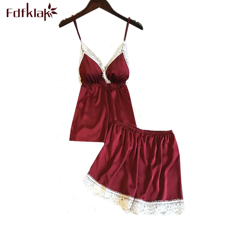 Fdfklak новинка пижама femme сексуальная для женщин тонкая короткая Пижама комплект