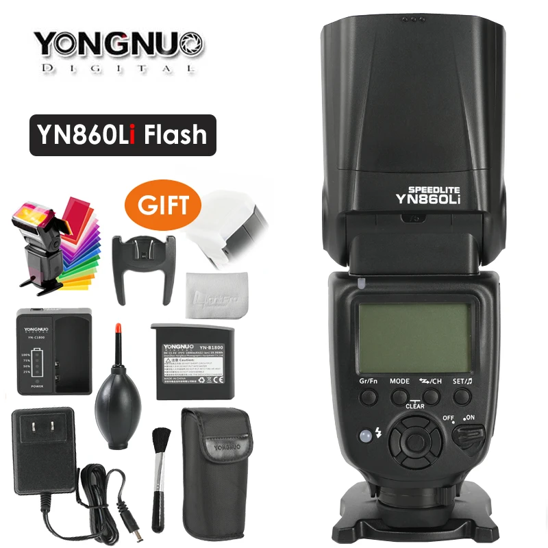 Беспроводная вспышка Yongnuo YN860Li Speedlite с литиевой батареей 1800 мАч для Nikon Canon