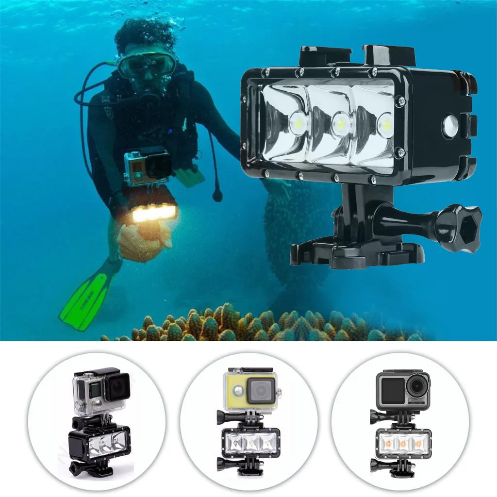 OMESHIN 40 м водонепроницаемый 3LED Дайвинг заполняющий светильник 300LM подводный флэш-светильник для Gopro Hero 7 6 5 Аксессуары для экшн-камер C0527
