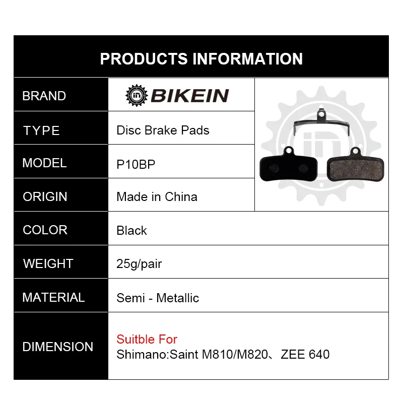 BIKEIN 4 Pairs Mountain Bike Disc Brake Pads For Shimano Saint M810 M820 ZEE M640 H01 Semi Metallic MTB Hydraulic Pad|disc brake pads|bike disc