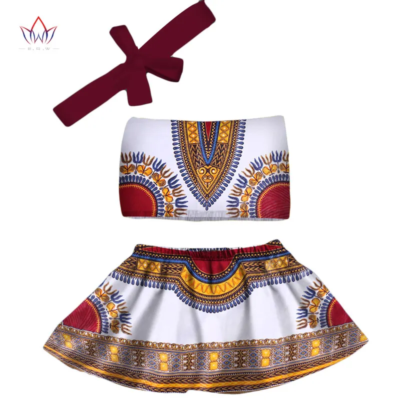2019 Новинка Африка детей Костюмы комплекты для малышей Топ dashiki и юбка в