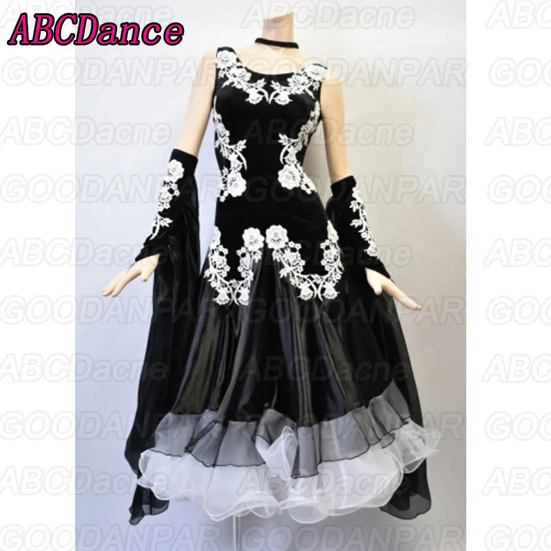 

Платья для конкурса бальных танцев черное изготовленное на заказ стандартное платье для бальных танцев ручной работы, платье для вальса