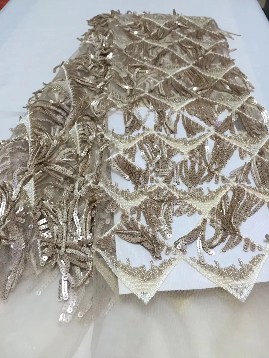 

Hot sale sequins lace fabric for wedding dress tulle mesh lace fabric with 5yards african net lace fabric CD20961
