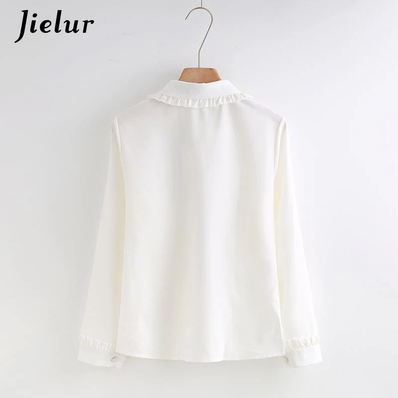 Jielur Kpop Style Women's Shirt Lace-up Solid Color Work Wear Blouse Retro Long Sleeve Womens Tops and Blouses Blusas Mujer S-XL |