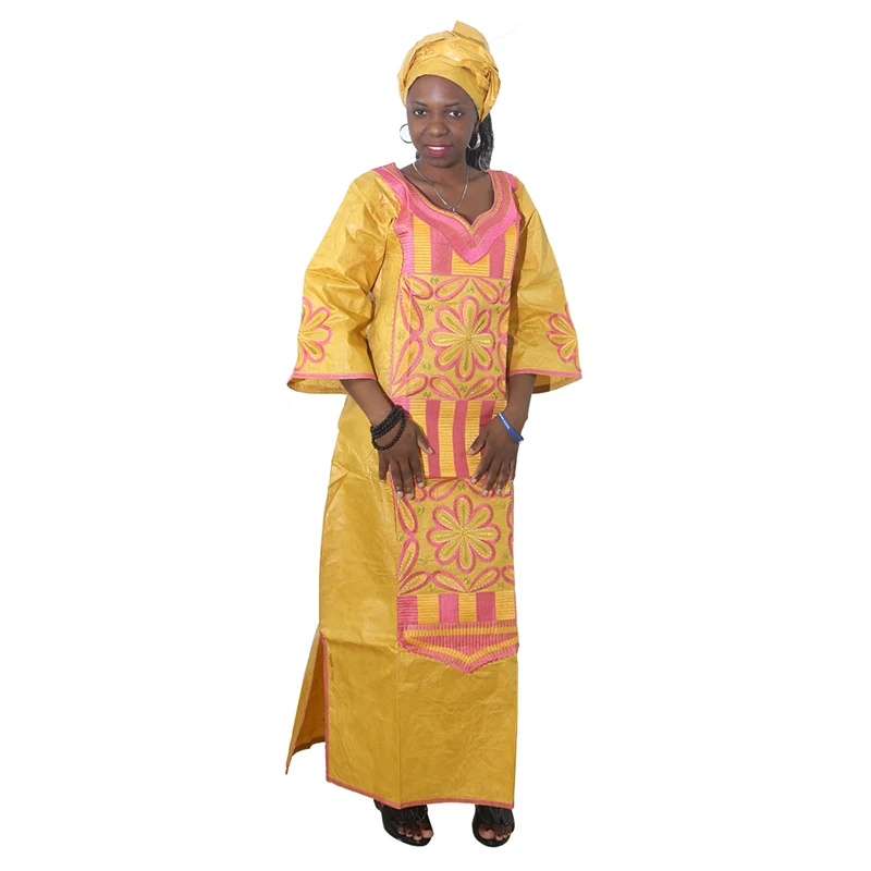 MD 2019 african dresses for women embroidered bazin riche dress with headwrap south africa lady long traditional clothes | Тематическая