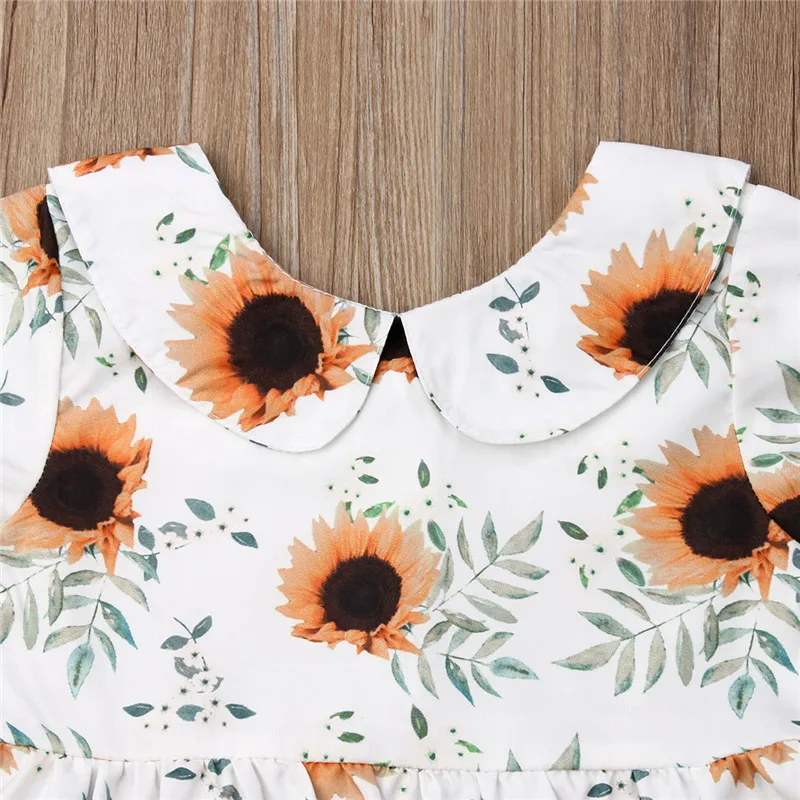 Комплект из 2 предметов топы с цветочным рисунком для маленьких девочек платье
