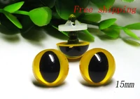 100pcs of yellow color plastic toy safety cat eyes with washer for diy doll accessories
