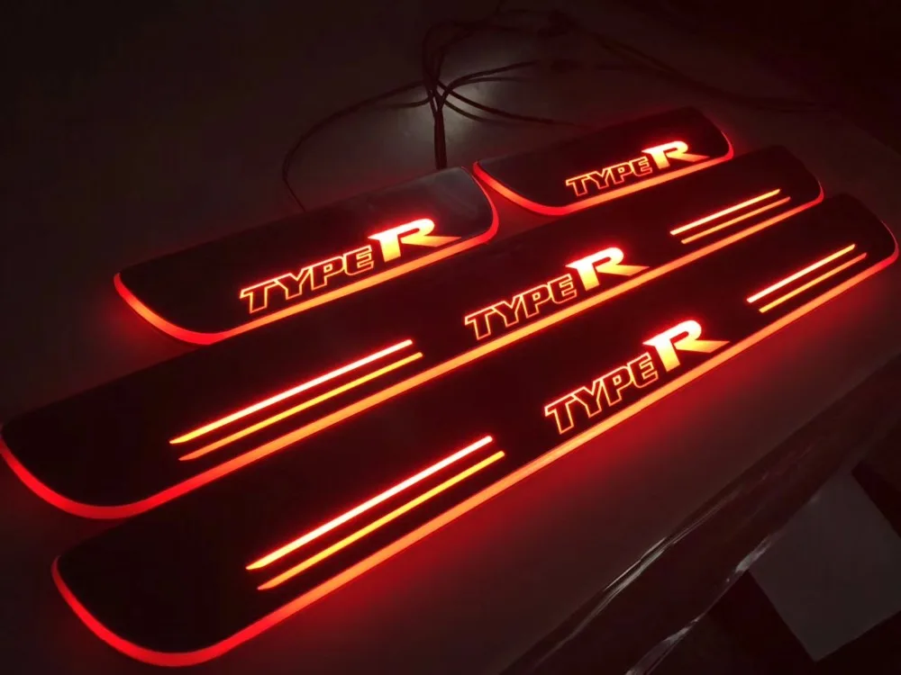 

eOsuns acrylic LED moving door scuff Nerf Bars& Running Boards door sill light pathway lamp plate linings for honda civic