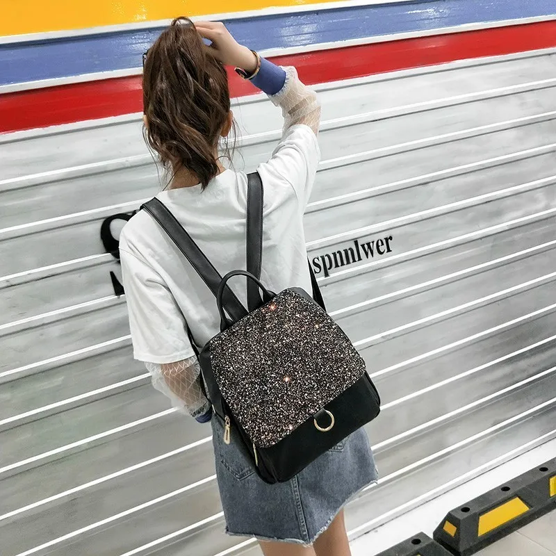 Женские рюкзаки с блестками Mochilas для девочек женские кожаные высокое качество