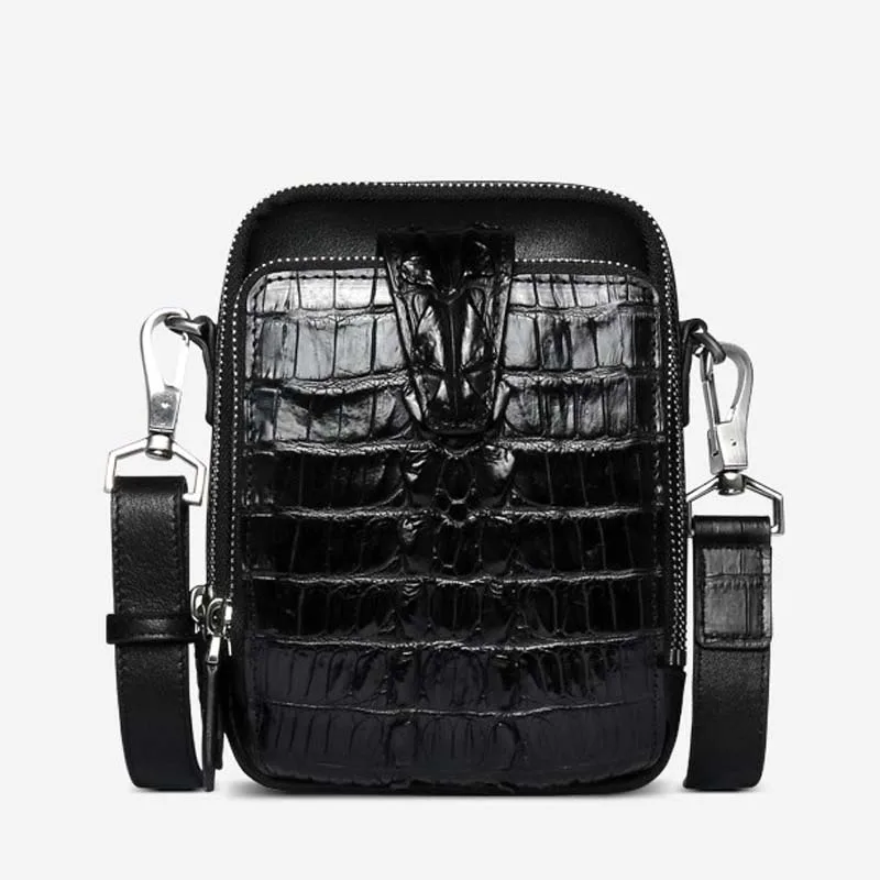

kadiler New crocodile men bag Thailand crocodile leather chest bag men inclined single shoulder men bag