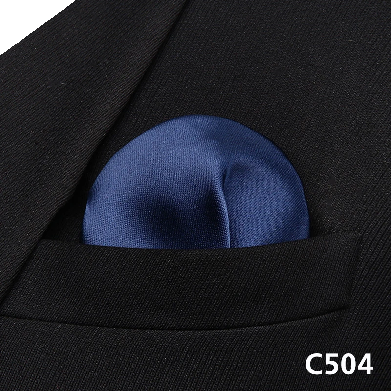 C504 Однотонные мужские шелковые карманные носовые платки с узором «гусиная лапка», платок для свадебной вечеринки# C5, Классические Вечерние носовые платки для свадьбы - Цвет: C504