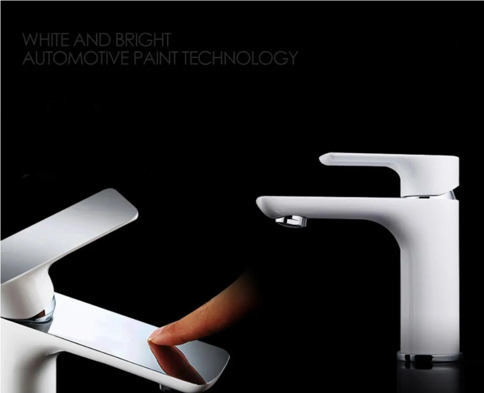 Смеситель для раковины с белым рисунком кран ванной комнаты одной ручкой